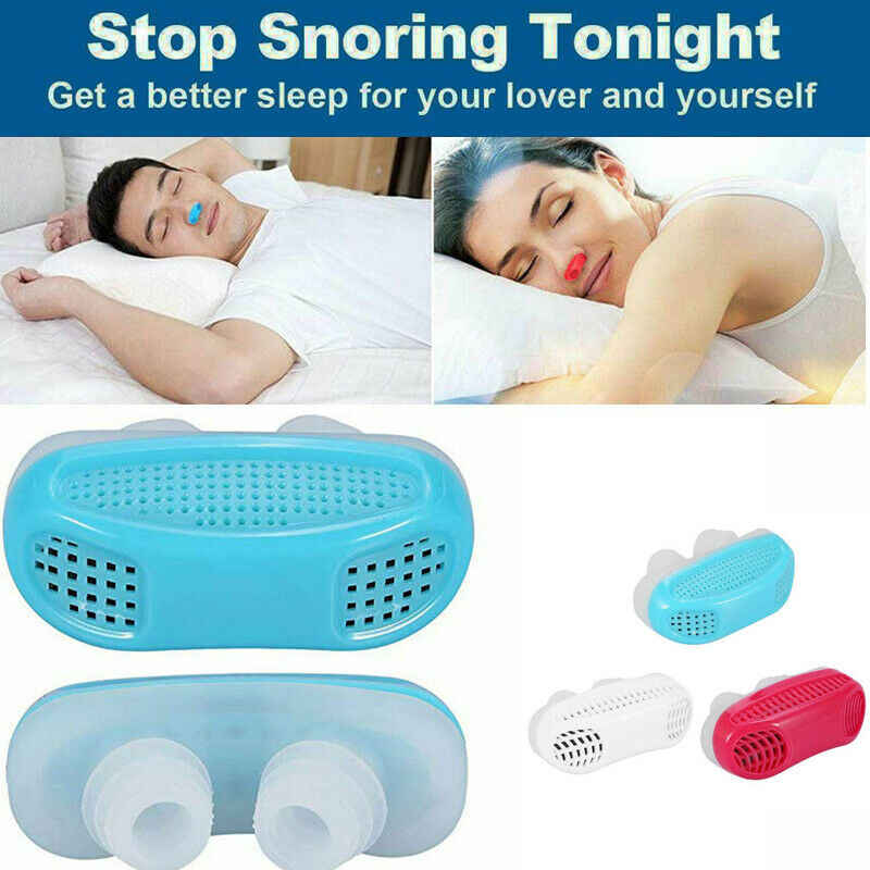 2 in 1 Mini Anti Snoring Air Purifier Sleeping Breath Nose Clip with Mirror - Blue