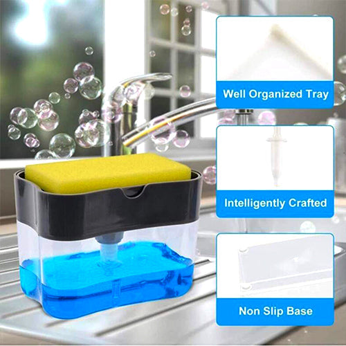 Soap Dispenser 2 in 1 Soap Dispenser Double Layer Plastic Sponge Holder