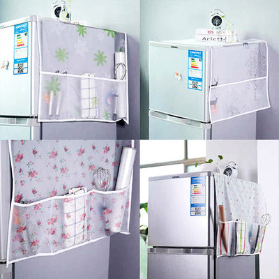 Refrigerator Printed Fridge Cover With 6 Pockets Organizer