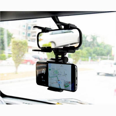 Universal Adjustable 360° Car Rearview Mirror Mount Mobile Phone Holder Stand Bracket